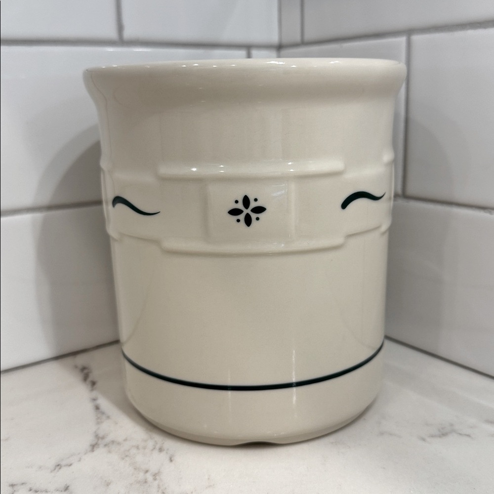 LONGABERGER POTTERY 1 Qt Utensil Crock Woven Traditions Heritage Green